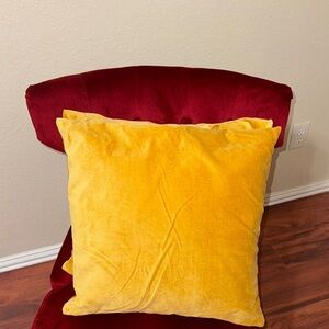 Yellow & Gold toned Velvet Throw Pillow | 20x20 Chic Accent Cushion
